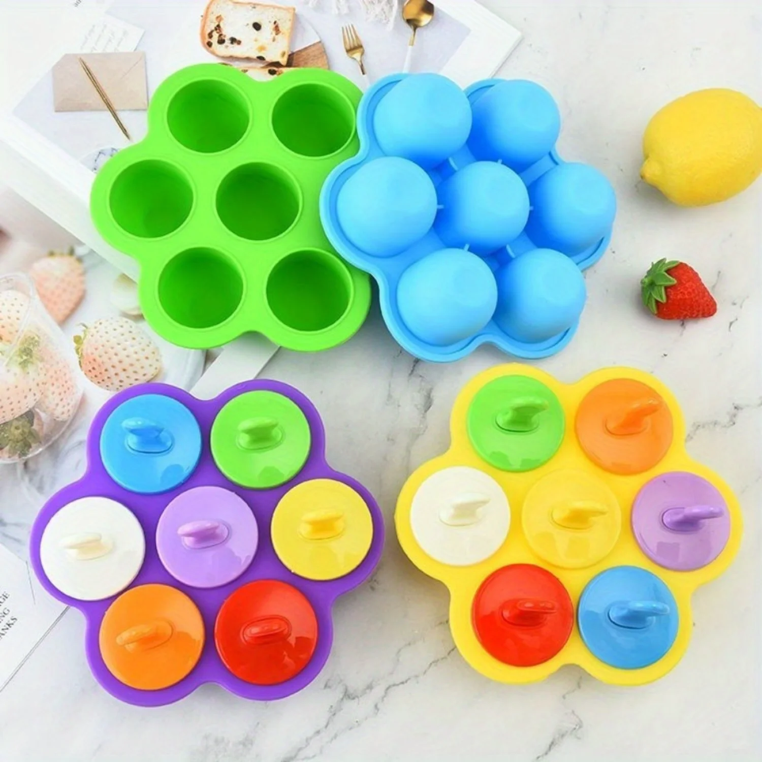 7-siatkowa silikonowa forma do lodów - letnia zabawa niezbędna, odporna na temperaturę, zamrażarka i piekarnik