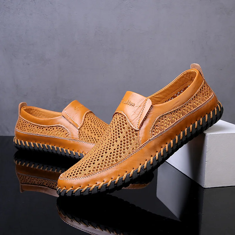 

Men's shoes breathable lightweight casual leather shoes large size mesh breathable foreign trade soft men's shoes fashion shoes