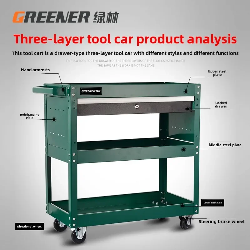 Мобильная тележка для хранения инструментов с 3-мя ящиками, органайзер для мастерской