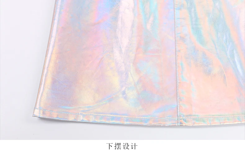 Nerazzurri Autumn Extra Long Windproof Waterproof Shiny Reflective Silver Holographic Patent Faux Leather Coat Women with Hood