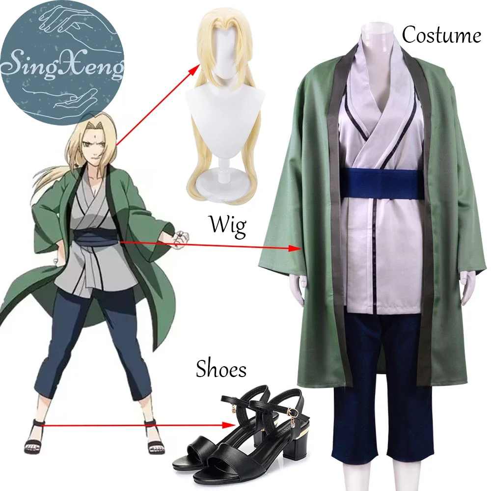 SingXeng Tsunade Cosplay Costume Women Kimono Suit Customize Halloween Clothing Anime Girls Set