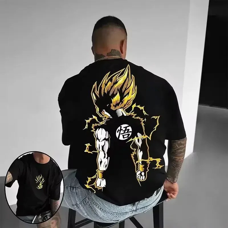 Offizielles Sommer-Neuheits-T-Shirt für Herren, Seven Dragon Ball Super Saiyajin, hochauflösender Druck, reine Baumwolle, Rundhalsausschnitt, kurze Ärmel