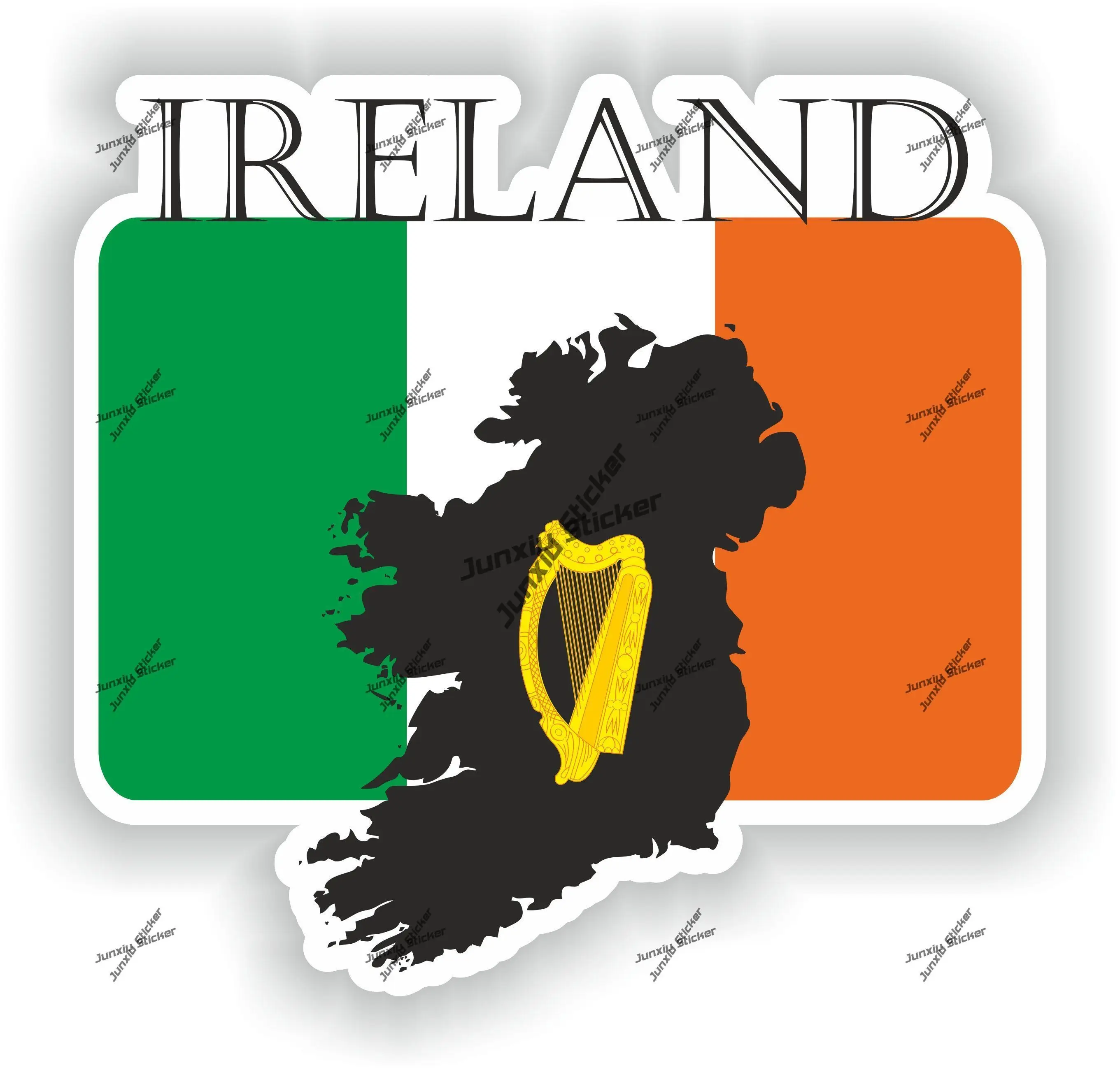 

Ireland Decal Coat of Arms of Irish Flag with Map Badge Waterproof Sticker Decor for SUV Car Bike The Whole Body Anti Scratch