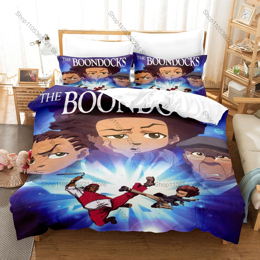 Classic The Boondocks Graphic Bedding 3Pcs Washable Microfiber Duvet Cover With Two Pillowcases Household Bed Linens