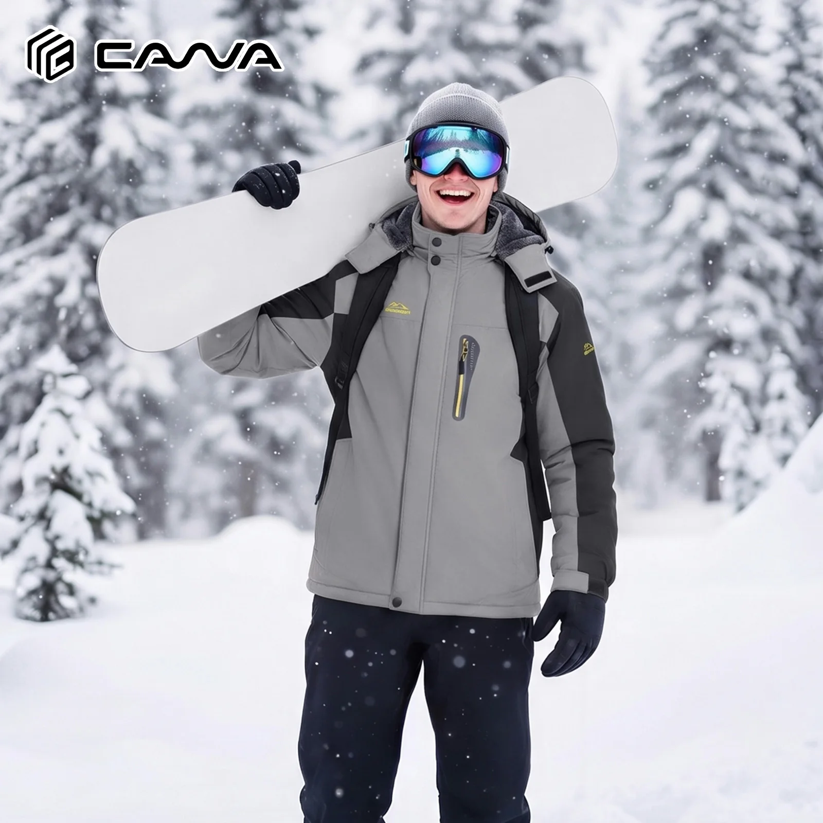 Men's Winter Jacket Waterproof Windproof Fleece Lined Parka Warm Thermal Coat with Removable Hood Outdoor Ski Snowboard Jacket