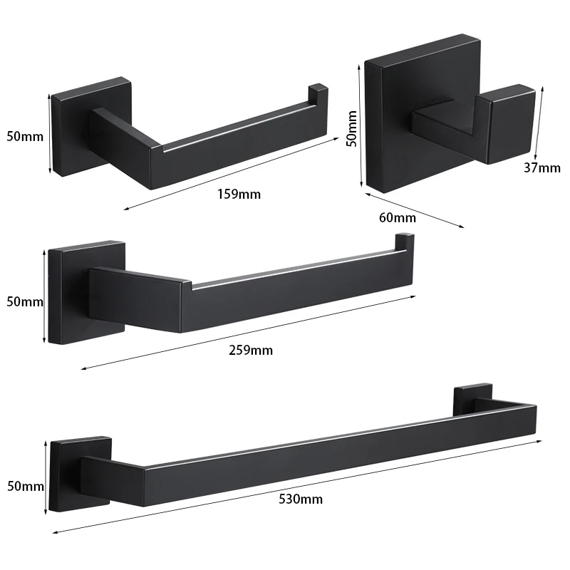 Set di accessori per il bagno in oro, portasciugamani e gancio per accappatoio, porta carta igienica portasciugamani portaspazzole WC MB-0782B  13