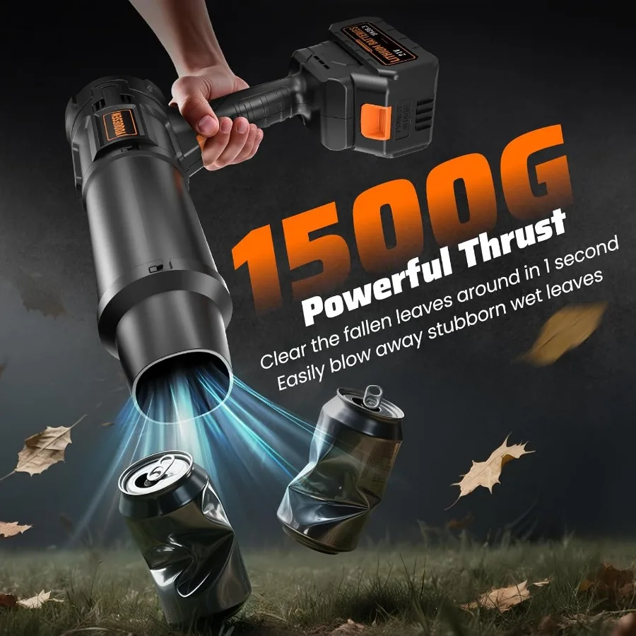 منفاخ أوراق الشجر اللاسلكي 990000 دورة في الدقيقة 21 فولت منفاخ أوراق الشجر الكهربائي المحمول مع بطاريات 2 × 4.0 أمبير في الساعة شاحن سريع خفيف الوزن لقانون الفناء