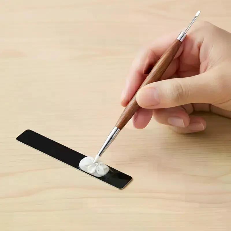 1PCS Double Headed Nail Art Brush Wood Silicone Pen Embossing Painting Mixing Pen DIY Manicure Tool Multifunctional