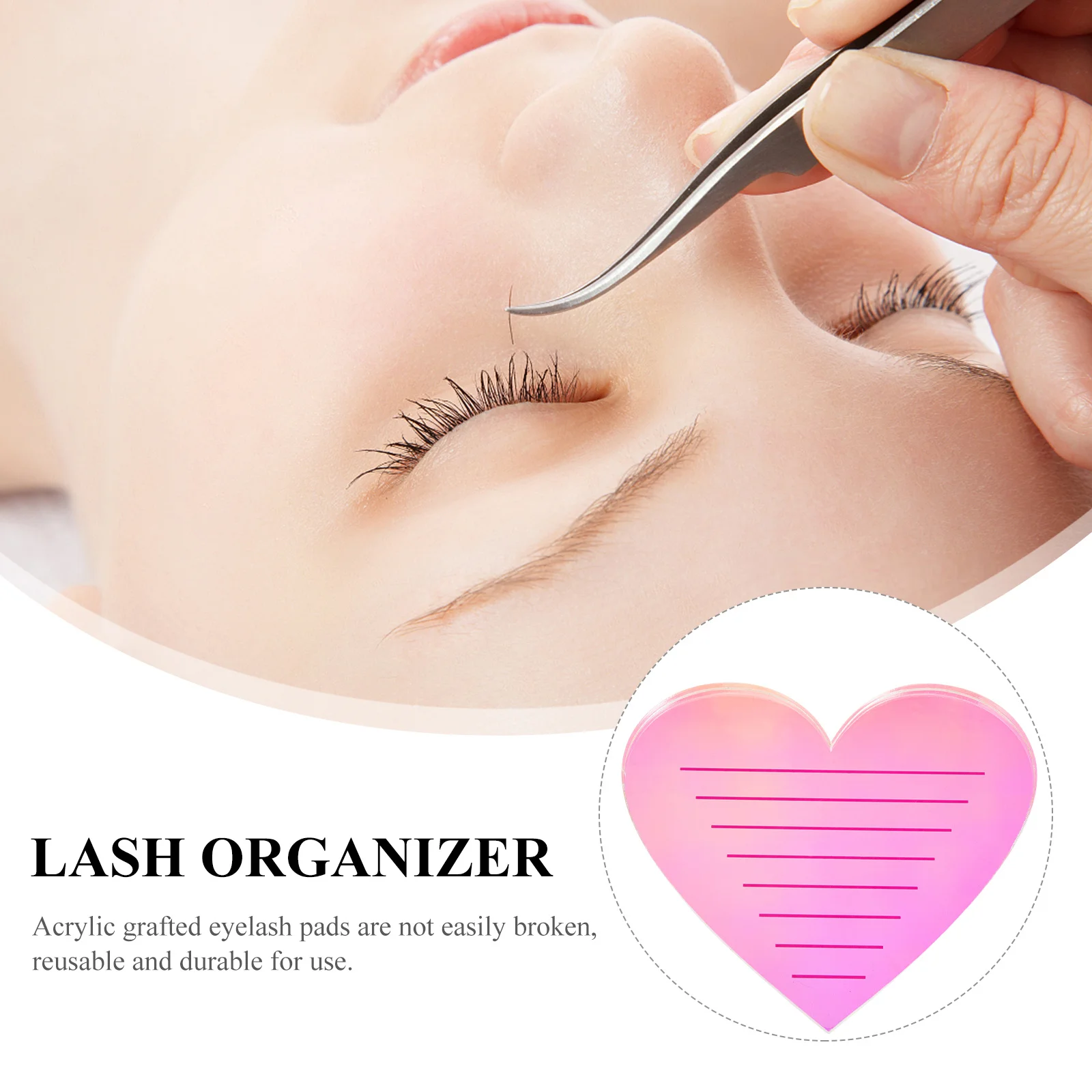 

Eyelash Organizer Tray Heart Shaped Lash Holder Display Board Easy Access Separate Storage for Different Lengths Extensions