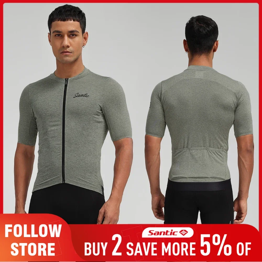 santic-サイクリングジャージメンズ夏速乾半袖バイカートップス屋外通気性-uv-保護-mtb-ロードライディングジャージ