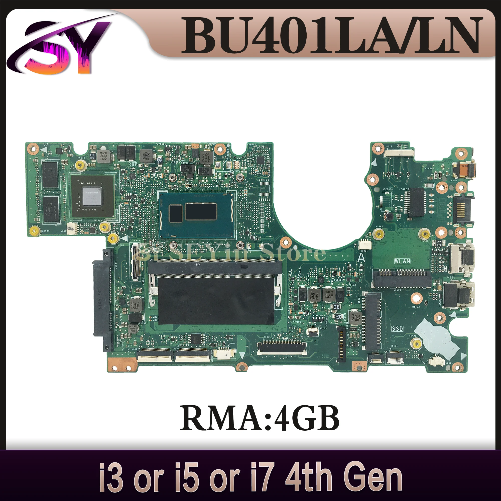 

BU401LA Mainboard For ASUS ASUSPRO Advanced BU401L BU401LG BU401LAV Laptop Motherboard with i3 i5 i7-4th RAM-4G UMA/PM 100% Test