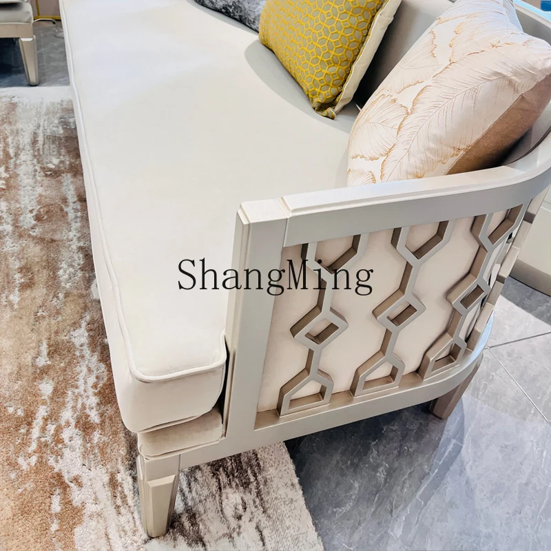 

CL light luxury solid wood fabric sofa combination modern simple cream style living room apartment Internet celebrity champagne