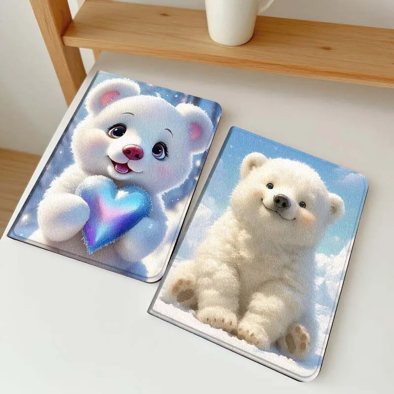 

Cute White Polar Bear For Vivo Pad SE 11 5 3 2 Pro 12.3 13 12.1 11.5 Air IQOOPad Foldable Tablet Case Gift