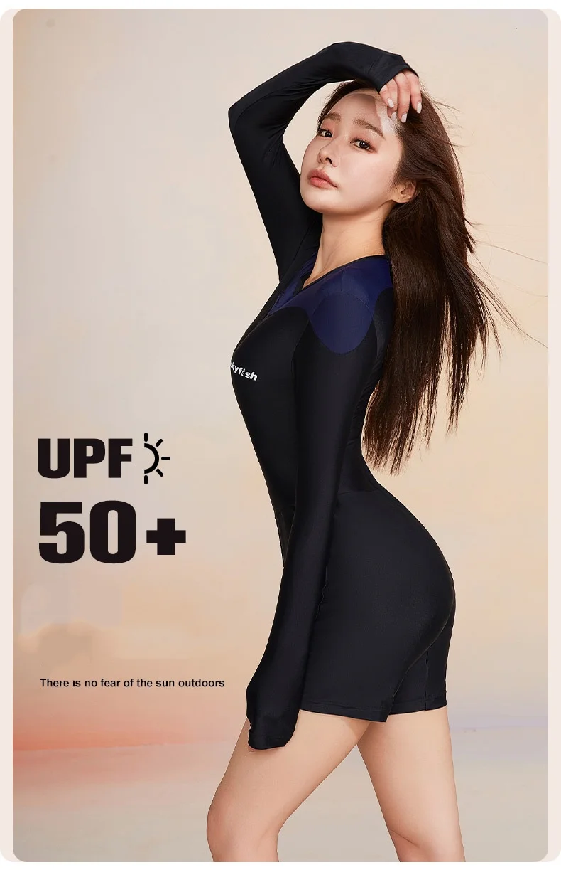Women Sexy Sun Protection Outdoor Water Sports Board Surfing SwimWear One Piece Long Sleeve Quick-Dry Bathing Beach SwimWear