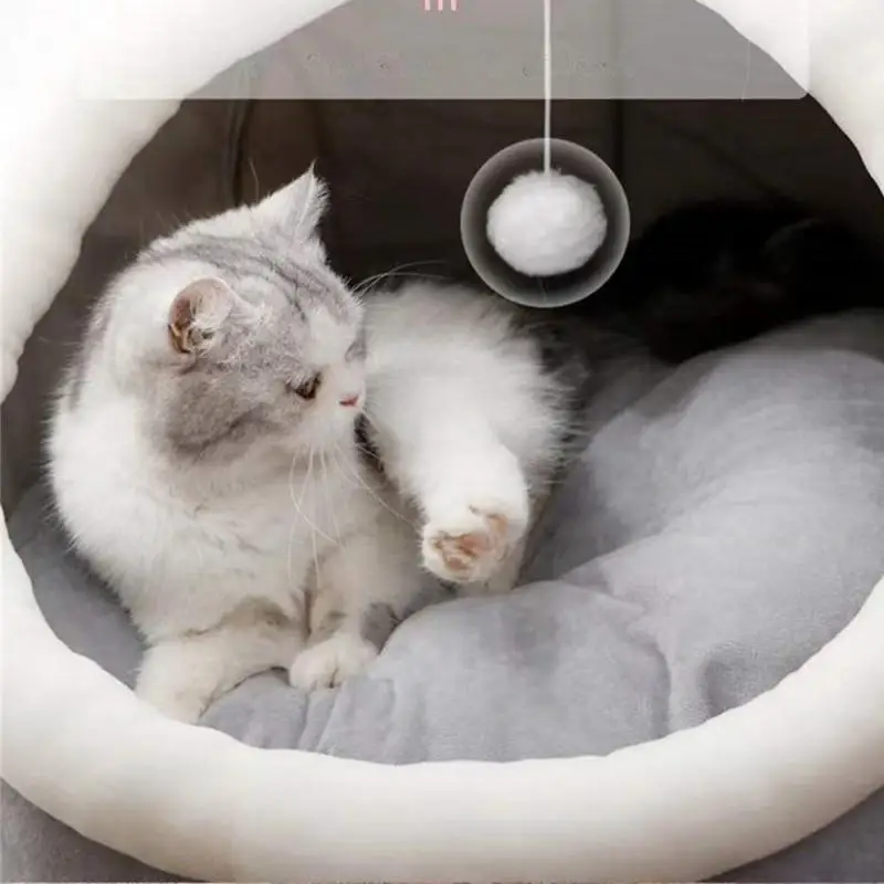 Deep Sleep Cat Bed Suitable For Four-Season Warm Pet Basket Cozy Cat House Soft Small Dog Mat Bag Cave Semi-Enclosed Pet Bed