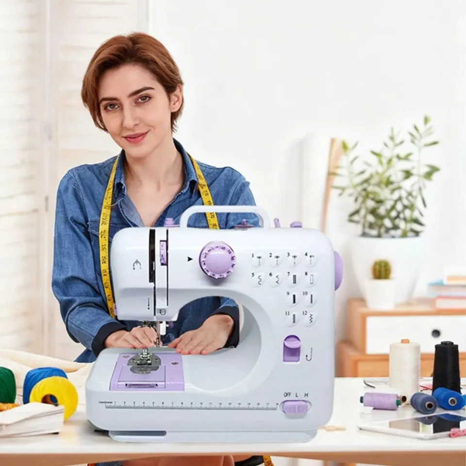 Desktop Electric Automatic Mini Overlock & Sewing Machine,505A Upgraded Household Sewing Machine, Multifunctional Portable DIY