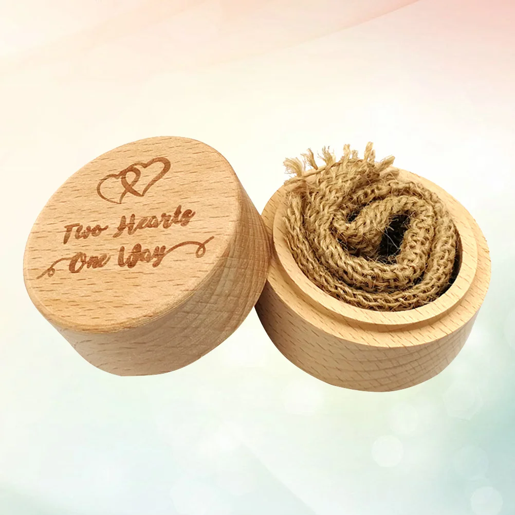 

Винтажная шкатулка для колец, деревянная, круглая, для свадебных и помолвочных колец, для хранения ювелирных изделий, легкая, портативная