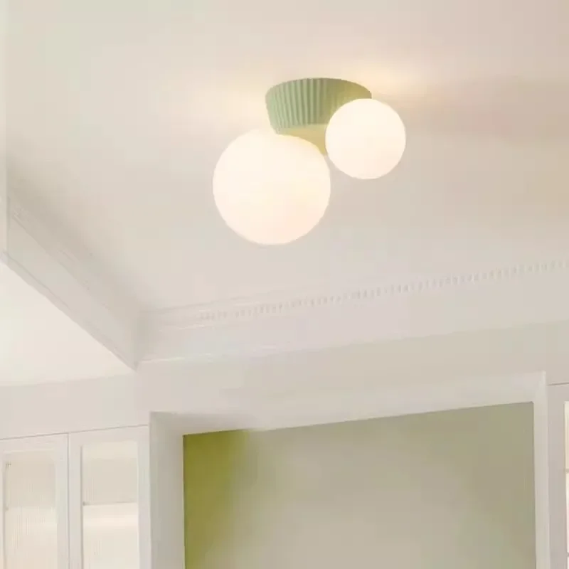 Modern LED Cream Wind Ceiling Light Simple Aisle Light Porch Balcony Bedroom Meals Children\'s Room Cream Pendant Light Fixture