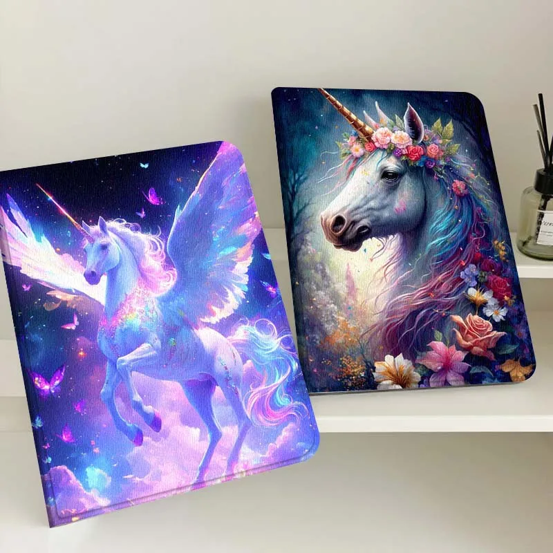 

Beautiful Horse Flower Crown Gift For Apple iPad Pro Air 13 2 7th 6th 2025 M2 M3 M4 M512.9 13 inch Foldable Tablet Case