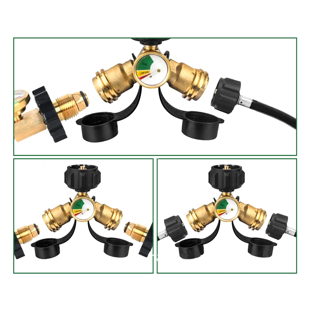 Enduring 3-way Propane Valve BBQ Propane Splitter Brass Construction Color-coded Dial Easy To Use Leak-proof Design