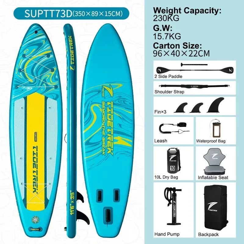 TIDETREK 350*89*15cm Paddleboard with Kayak Seat Ultra Wide ISUP Inflatable Surfboard Tabla De Padel OEM Fishing sup Stand-Up