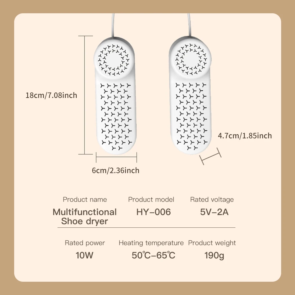 Household Shoe Dryer Smart Timing Shoe Drying Machine Portable USB Heating Shoe Warmer Shoe Deodorizer USB Direct Plug