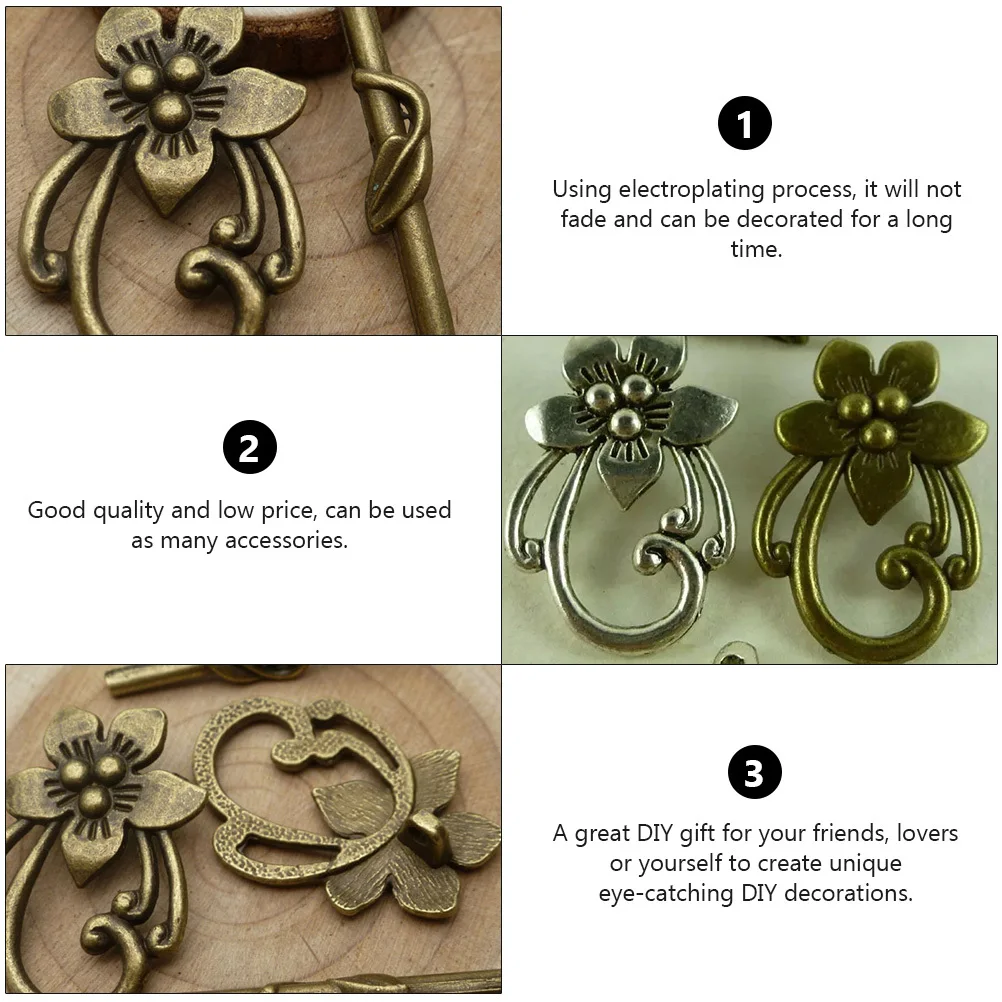 

20pcs Alloy Ot Buckle Flower Shape Jewelry Making Diy Accessories For Bracelet Necklace Clasp Vintage Decorative Craft Tool