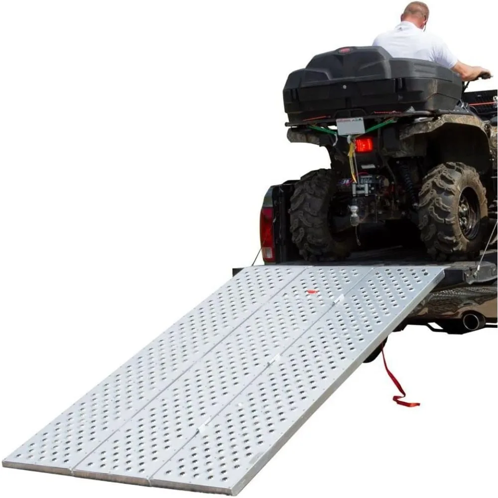 

7' 9" Aluminum Punch Plate Folding ATV UTV Loading Ramp 53.5" W - 1,500 Maximum Weight Capacity TFP-9354 Loading Ramp