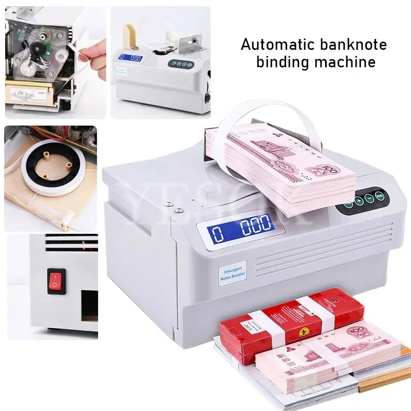 Automatic paper tape binding machine, document and receipt binding machine  automatic banknote binding machine