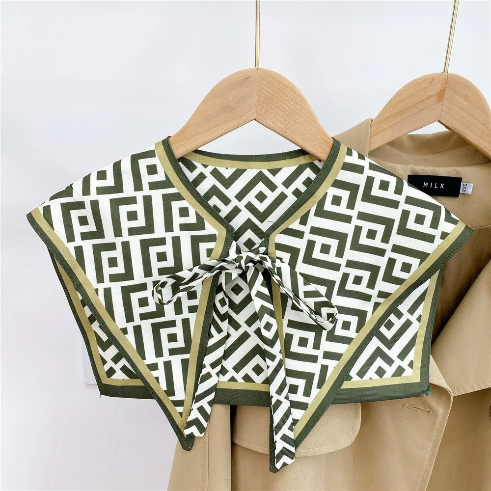 Faux col amovible pour protection solaire, châle, écharpe, décoration, chemise, cape, imprimé, poignées kwear de la présidence