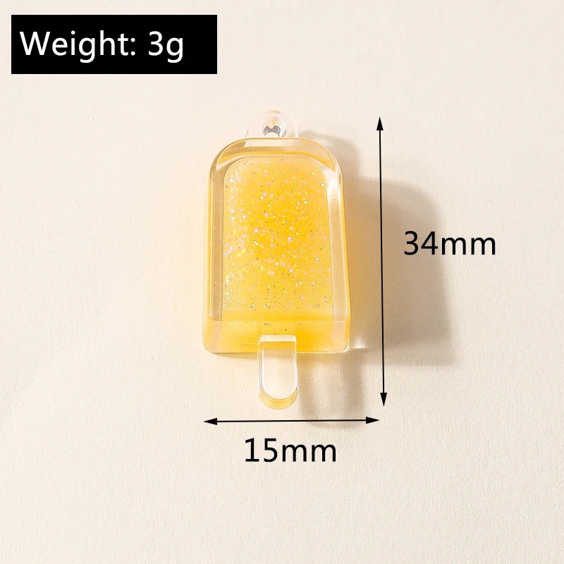 Leslie 10pcs Resin Gradient Color Ice Cream Popsicle Charms for Earring Necklace Pendants DIY Jewelry Making Accessories