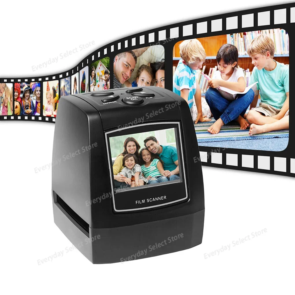 Protable Negative Film Scanner 35/135mm Slide Film Converter Photo Digital Image Viewer 2.36inch Screen Build-in Editing Softwar
