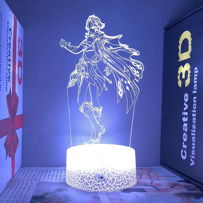 Genshin Impact Figure Alhaitham 3d Led Night Light For Bedroom Customizable Heroes Acrylic Lamp Bedside Decor Children's Gift