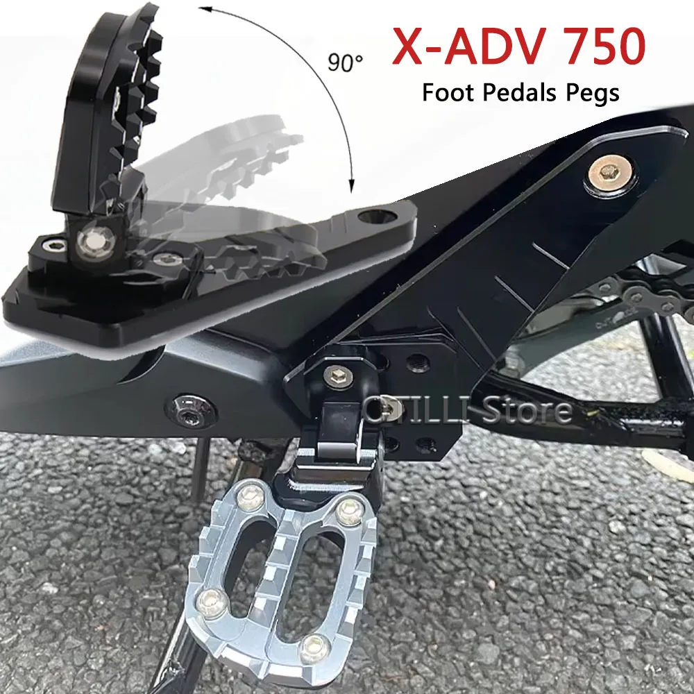 

Motorcycle Aluminum Rear Pedal Foot Stand Folding Footrests Passenger Foot For HONDA XADV X-ADV 750 XADV750 2021-2025