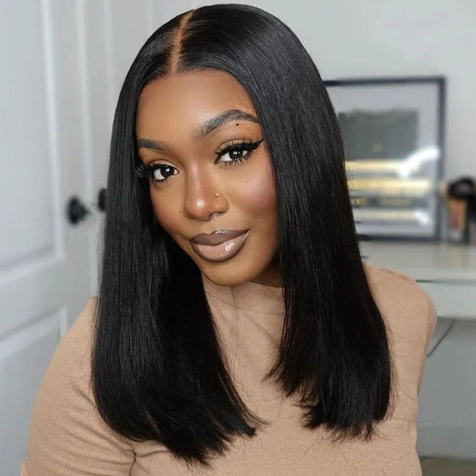 

Индийский прямой короткий парик 13x6x2 T Part Lace Bob из натуральных волос HD Прозрачный натуральный цвет Парик фронта шнурка для женщин Предварительно сорванный