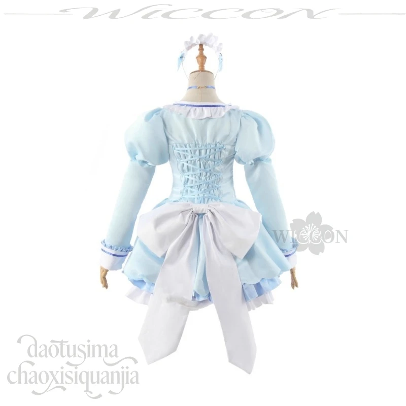 Chocola Vanilla New Outfit Long Sleeve Maid Outfit Pink Blue Cake Dress Twin Ponytails Halloween Cosplay Anime NEKOPARA Galgame