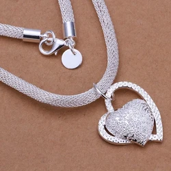 DOTEFFIL 925 Sterling Silver Gorgeous Charm Fashion Charm Heart Wedding Lady Love Necklace Noble Luxury 18 Inches Silver Jewelry