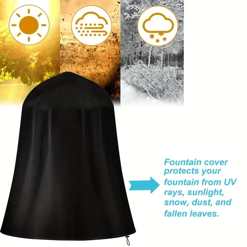 غطاء نافورة من قماش أكسفورد مع رباط للإغلاق - نافورة خارجية للحديقة (غطاء فردي متوافق مع معظم النوافير) #2