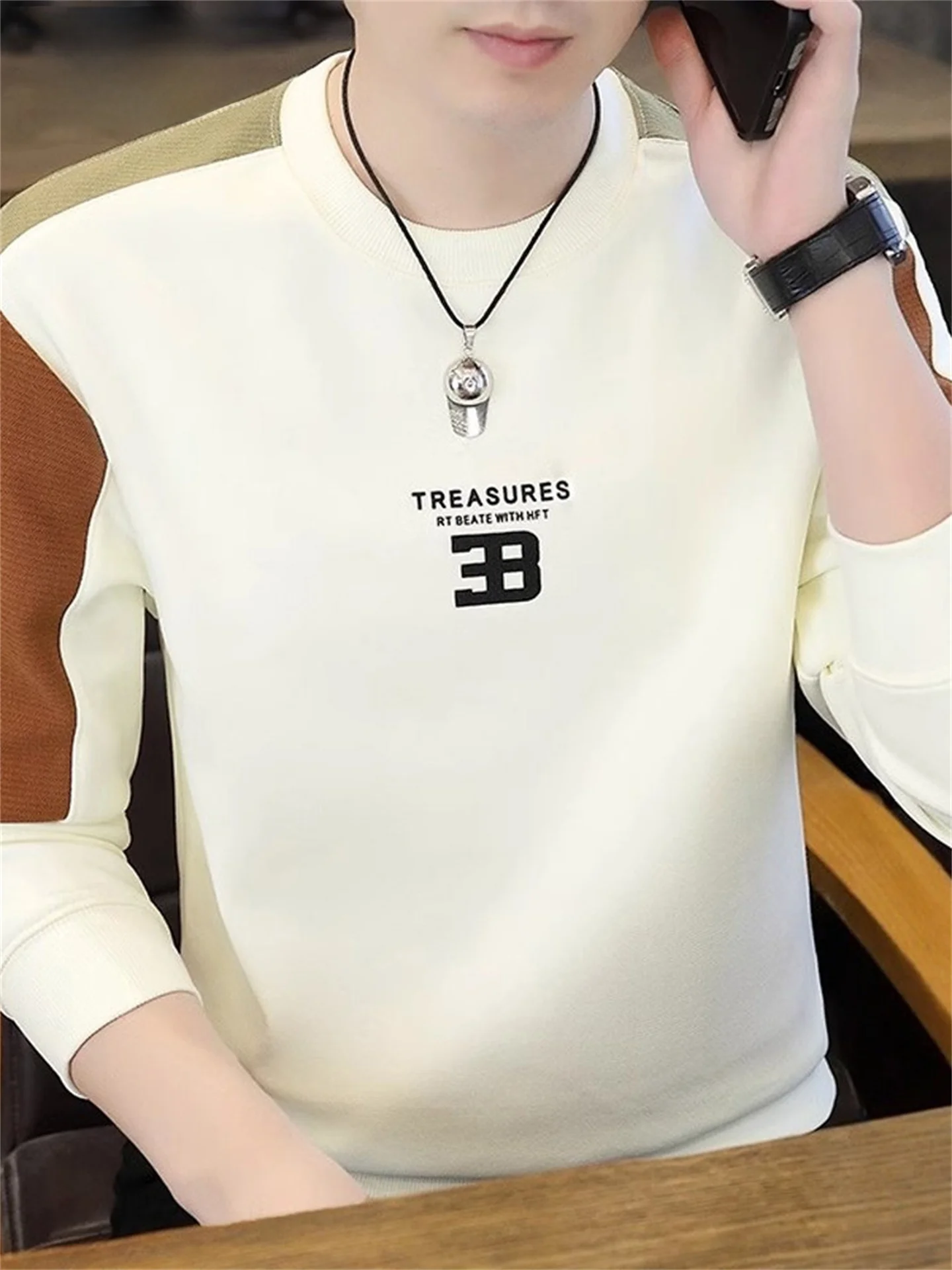 

Утепленная флисовая толстовка с длинным рукавом и круглым вырезом для мужчин: повседневная, деловая, на весну, осень, зиму, теплая