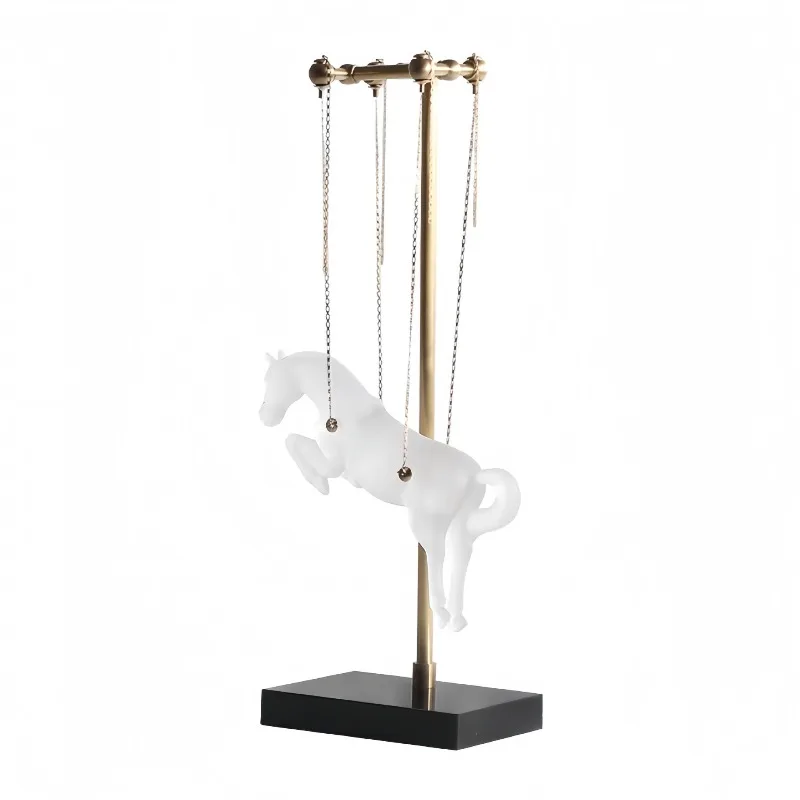 Modern creative iron marble resin horse ornament living room home decoration model room sales office soft decoration