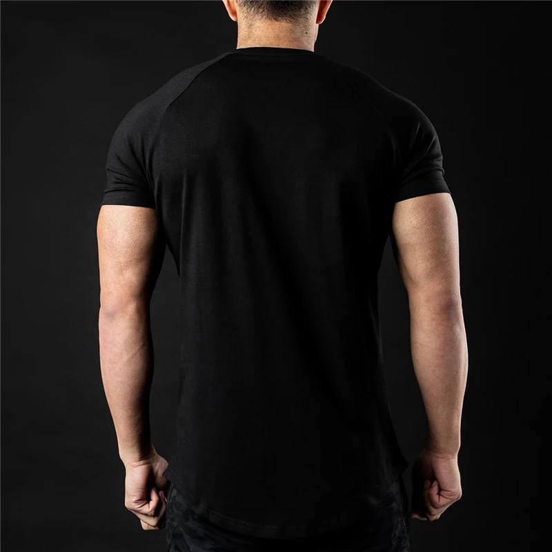Plain Trainning Exercise T-Shirts Fitness Mens Crew Neck Short Sleeve Tops Tee Joggers Bodybuilding Gym Clothes Slim Fit T Shirt