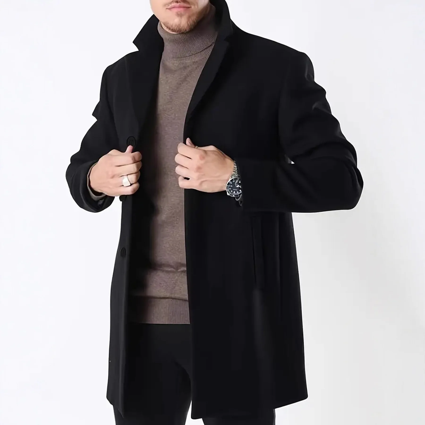 

Spring Coat Jacket Casual Business Versatile Medium And Long Trench Coat