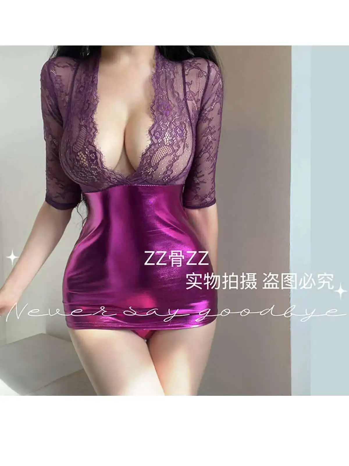 Frühling Neue Spitze Spleißen V-ausschnitt Zeigen Brust Transluzenten Sexy Tasche Hüfte Einfarbig Kleid Elegante Mode Sexy Frauen Kleid