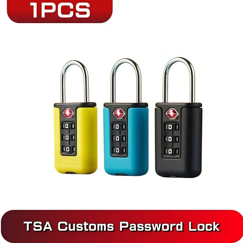1PC Customs Code Lock for Travel Luggage Password Changeable Black Lock Contrast Design Padlock 3 Digit Combination Lock