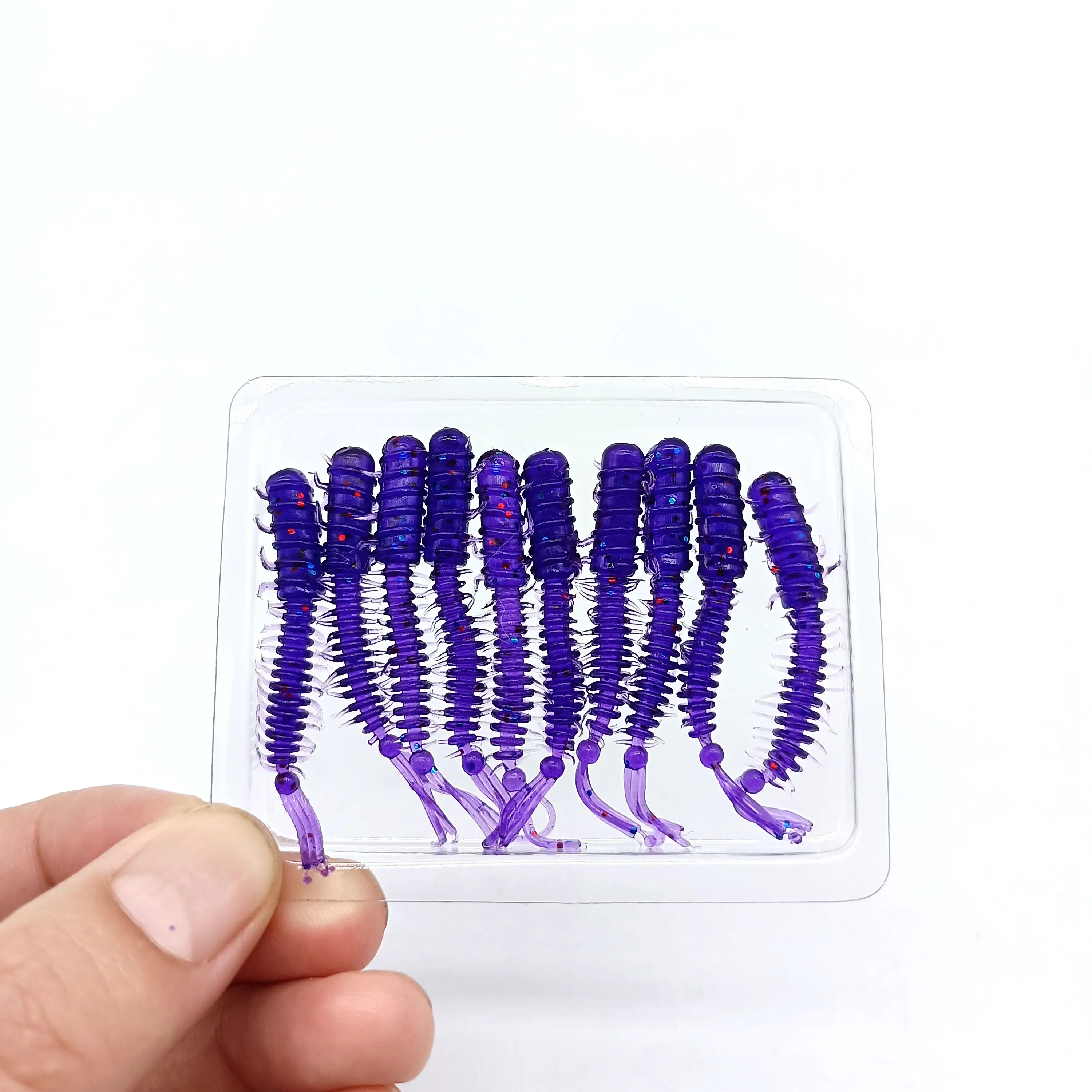 DUODUOYU 10 Stück Wurmköder, Mini-Weichköder, 45 mm, 0,4 g, weicher Silikonköder, künstliche Larve-Gummiköder, Wobbler, Bass-Angelköder – Detail 2