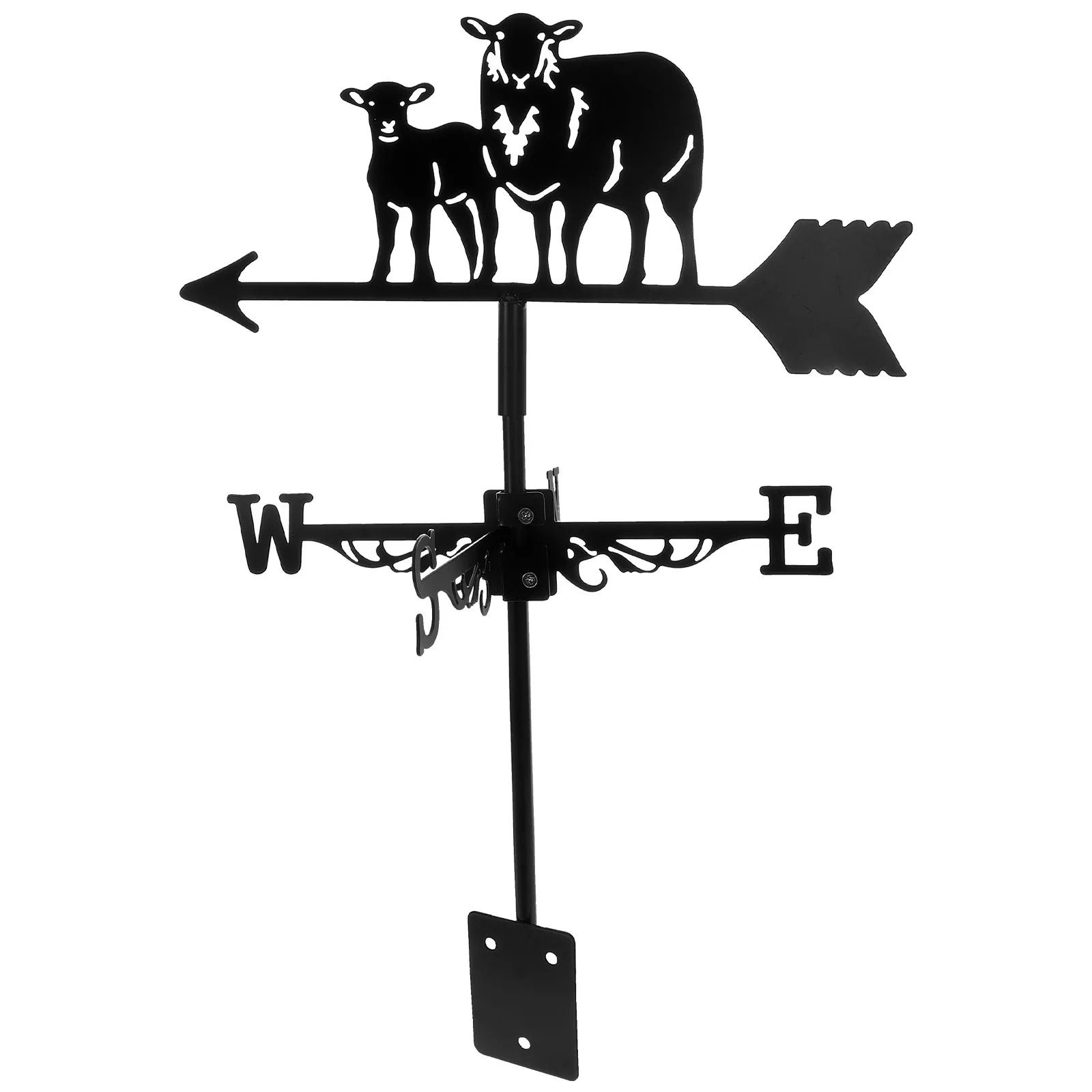 Sheep Weathervane Iron Garden Decor Wind Direction Indicator Yard Patio Lawn Roof Mount Weatherproof Rustproof Metal Garden