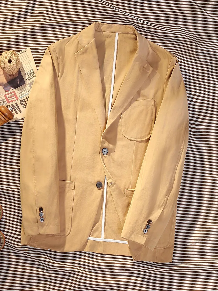 

POT&CRAFTSMAN Classic Men's American Casual Workwear Suit Jacket Men Cotton Herringbone Khaki Vintage Suit Tops