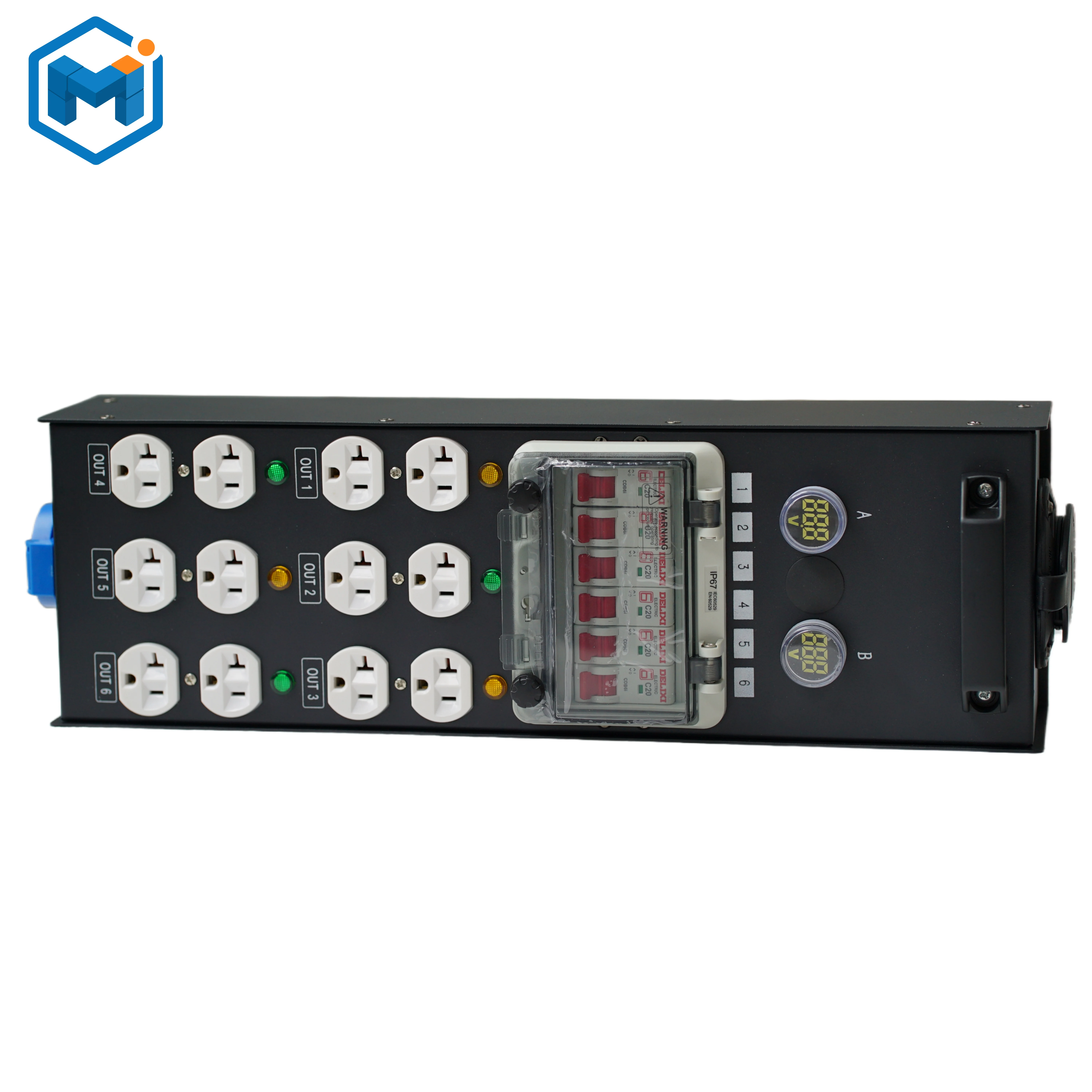 US Small Portable Electric Power Distribution Box 50a Stage Light Controller with 12 Edison Sockets Portable Power Distributor