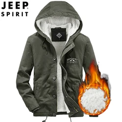 JEEP SPIRIT men jacket plus velvet thick cotton clothes loose cotton autumn winter windproof cold protection warm clothes