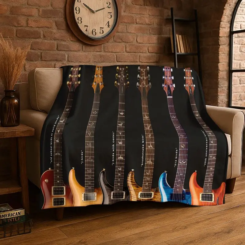 Retro Fender Guitar Logo Instruments Music Soft Flannel Throw Blanket,Cozy Blanket for Bed,Couch,Sofa,Bedroom,Living Room,Travel